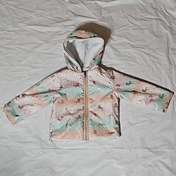 penelope mack ltd Girls Size 2T Multicolor Unicorn Hooded Zippered Jacket Used - Picture 1 of 12